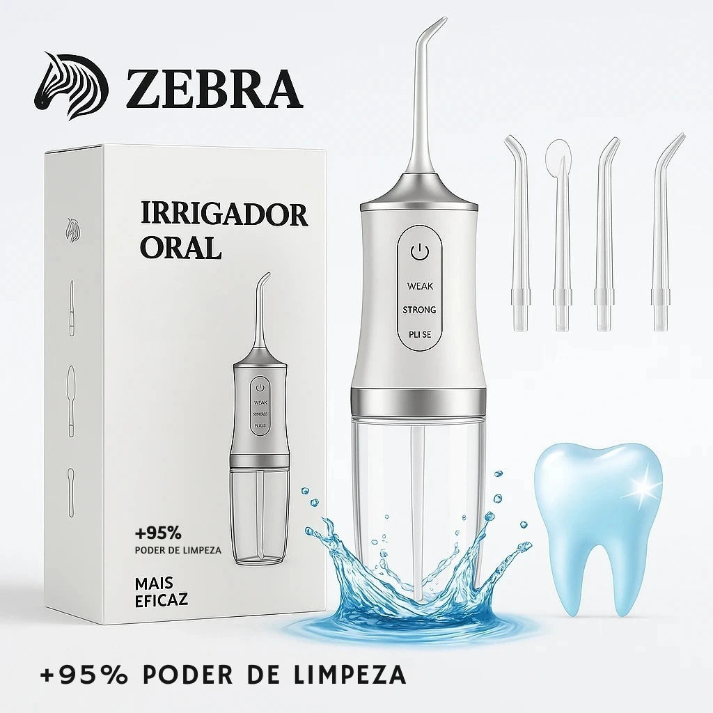 ZEBRA WHITE® | Irrigador Oral Profissional 5 Bicos + Smile Kit® Grátis