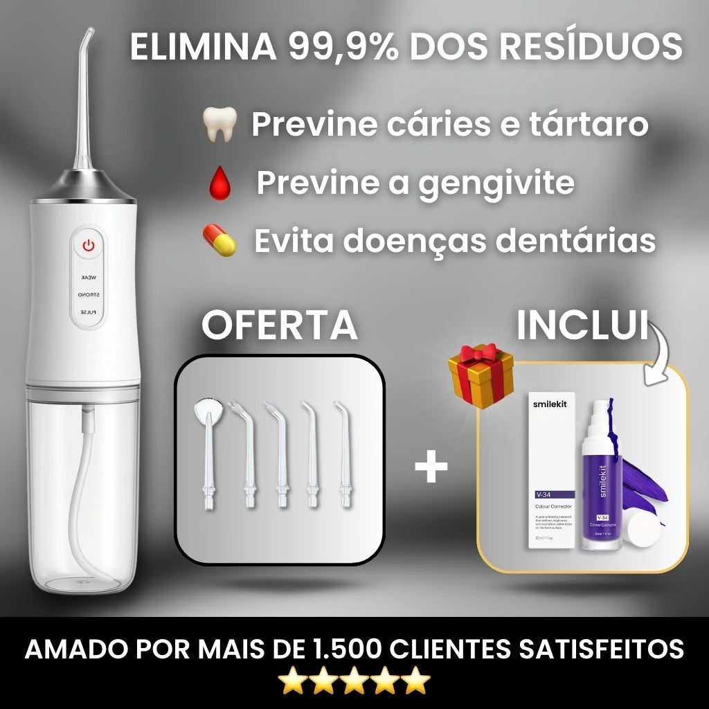 ZEBRA WHITE® | Irrigador Oral Profissional 5 Bicos + Smile Kit® Grátis